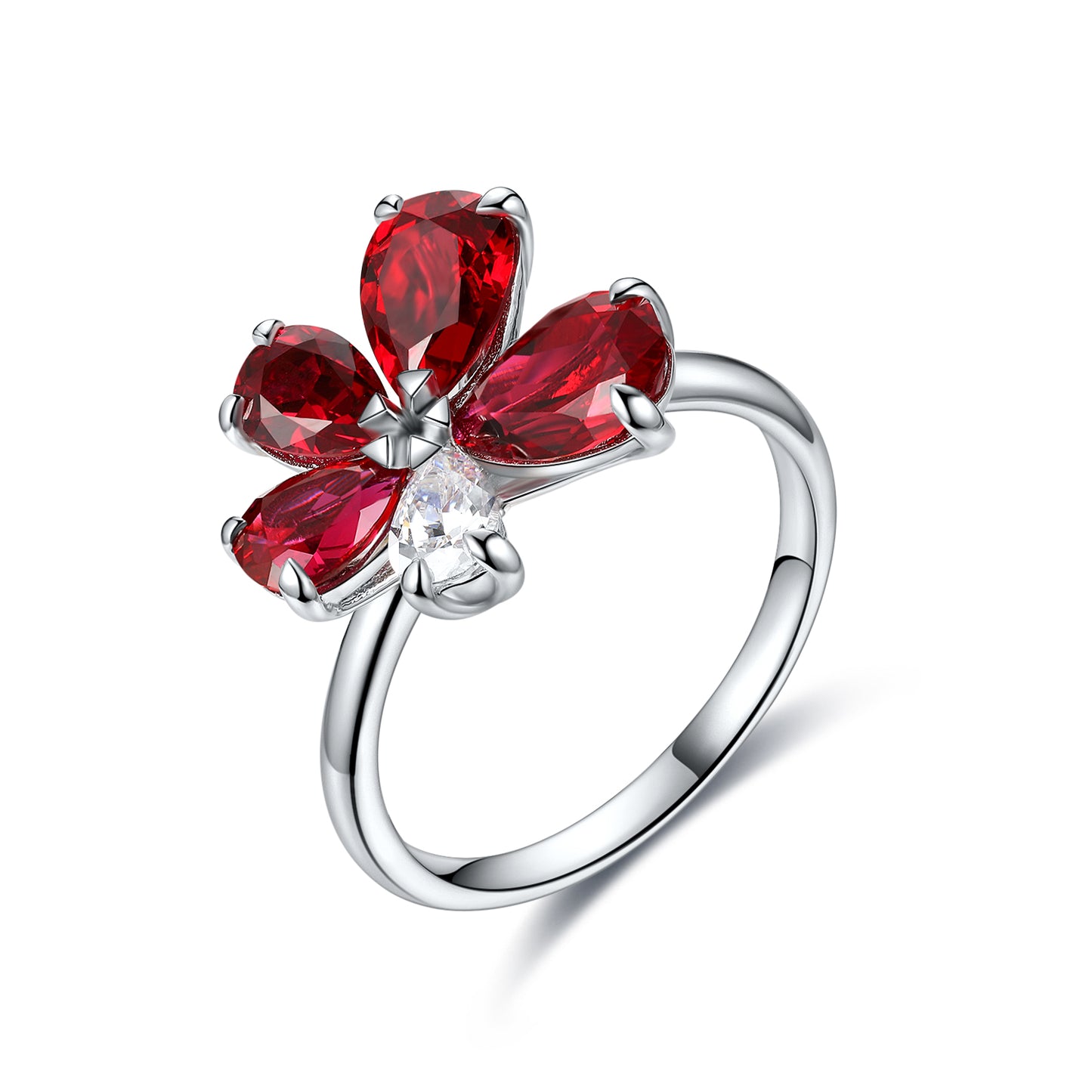 3 CTW Pear Lab Grown Ruby S925 Ring plated