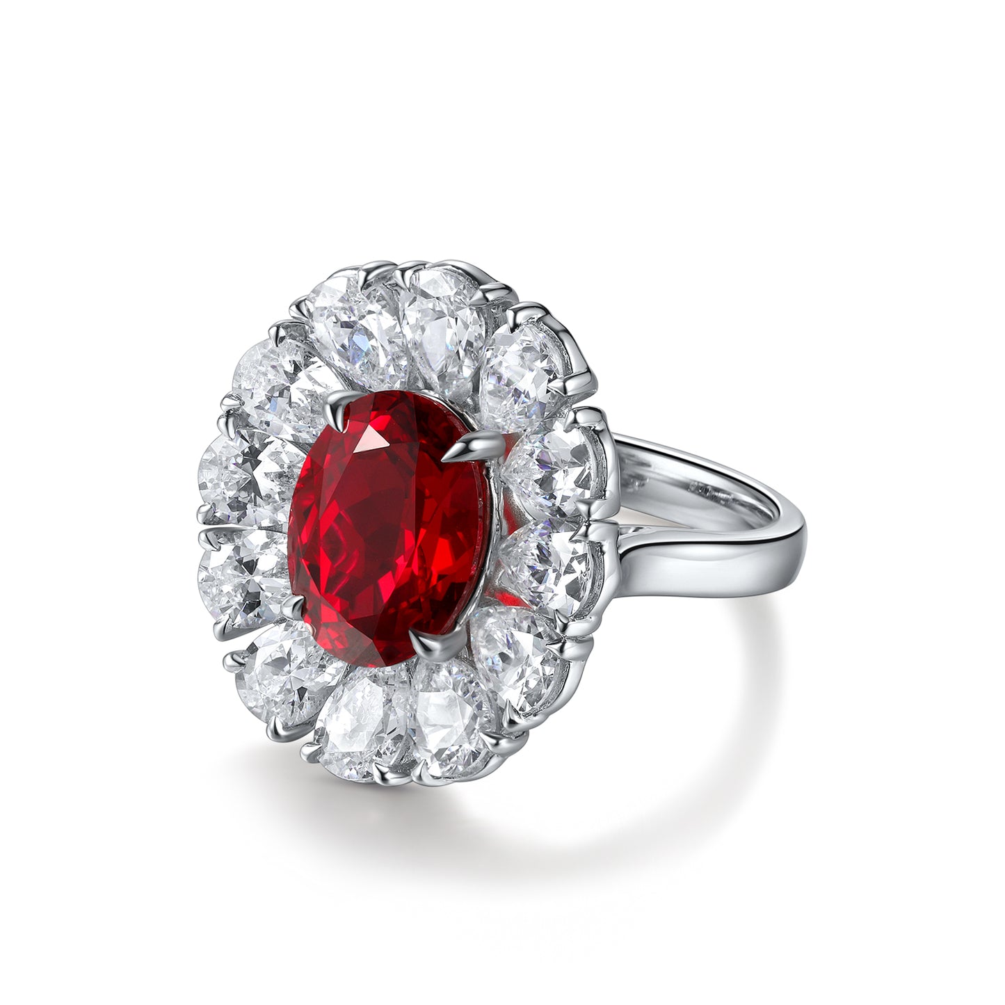 3.5 CTW Oval Lab Grown Ruby S925 Ring plated