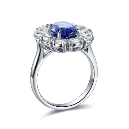 3.6 CTW Oval Lab Grown Sapphire S925 Ring plated