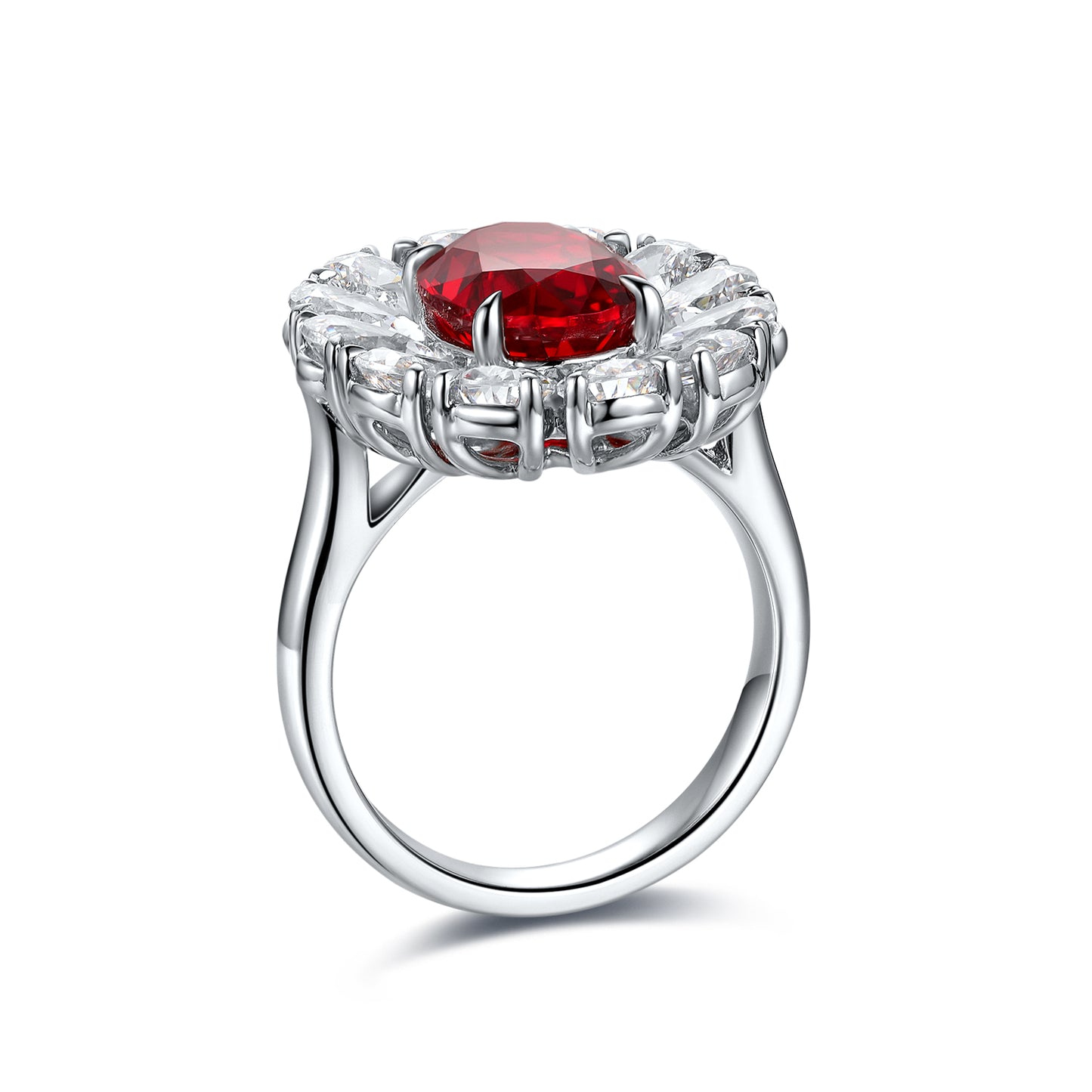 3.5 CTW Oval Lab Grown Ruby S925 Ring plated