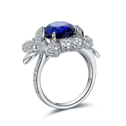 4.6 CTW Oval Lab Grown Sapphire S925 Ring plated