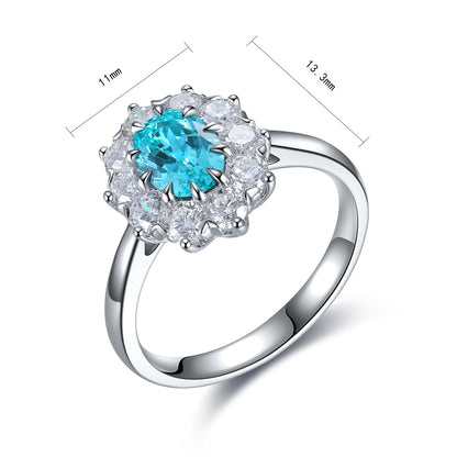 1 CTW Oval Lab Grown Paraiba S925 Ring plated