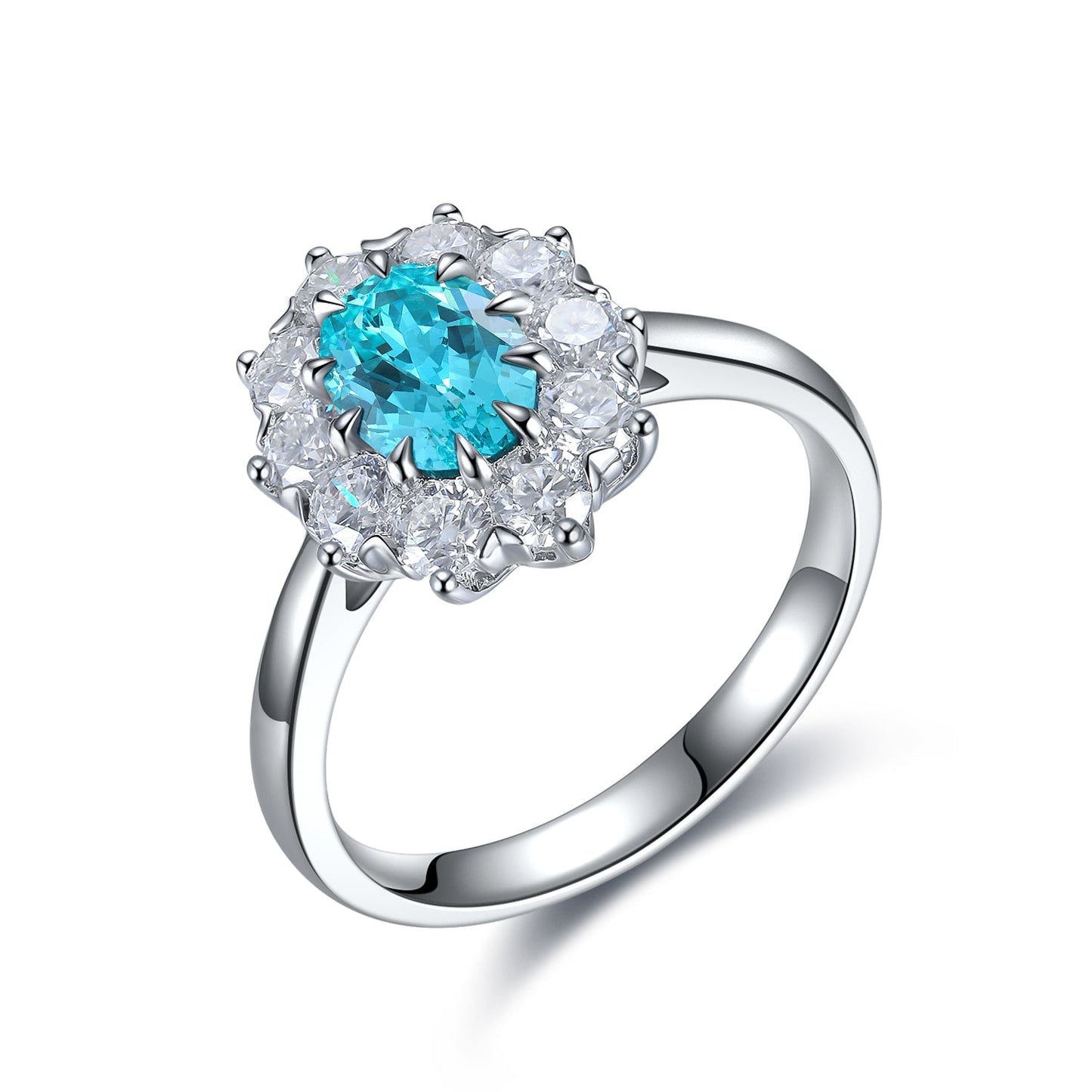 1 CTW Oval Lab Grown Paraiba S925 Ring plated