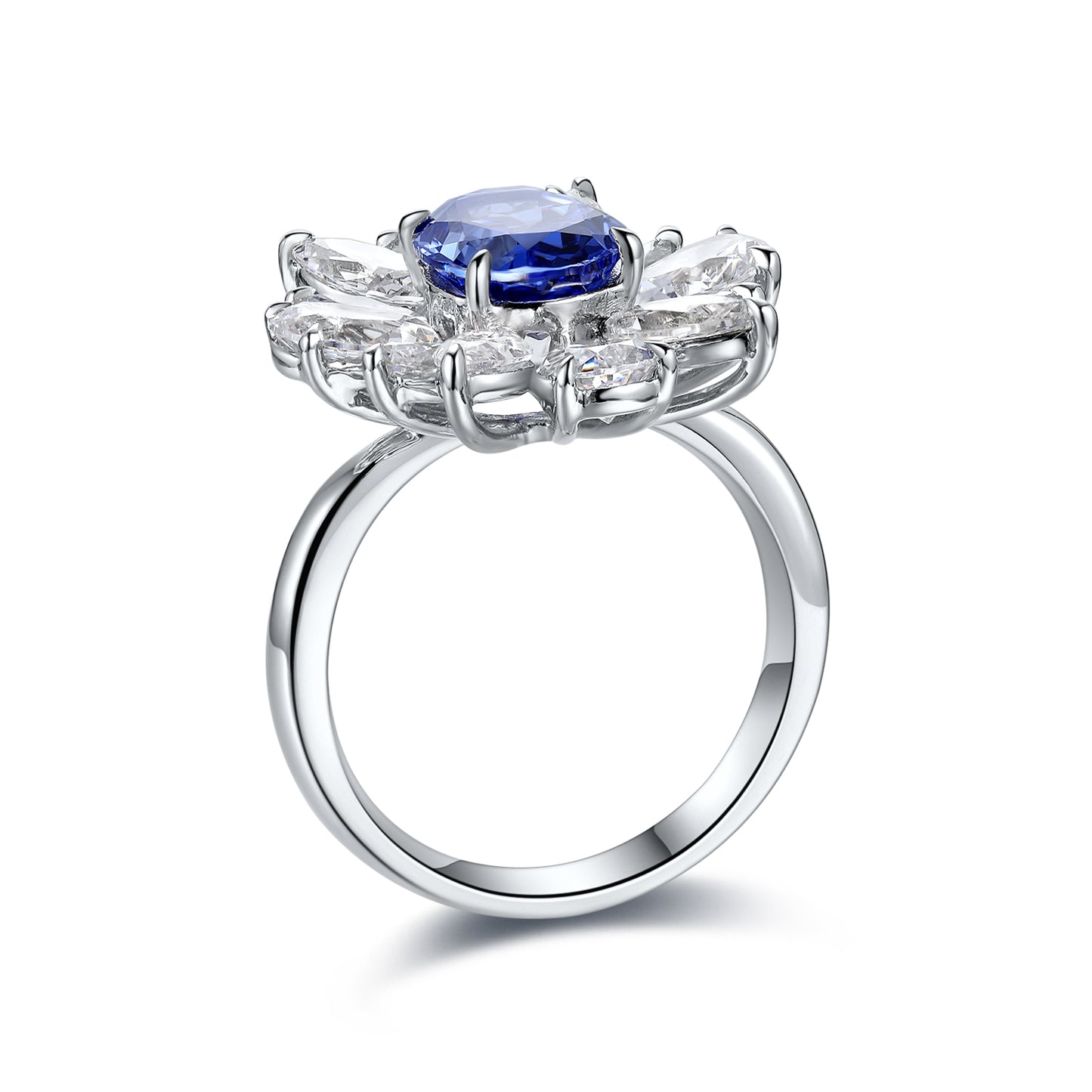 2 CTW Oval Lab Grown Sapphire S925 Ring plated