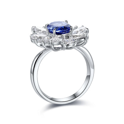 2 CTW Oval Lab Grown Sapphire S925 Ring plated