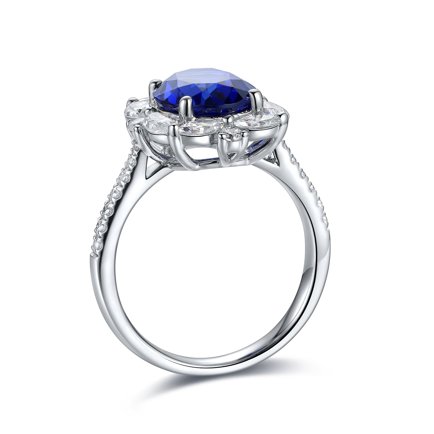 3.7 CTW Oval Lab Grown Sapphire S925 Ring plated