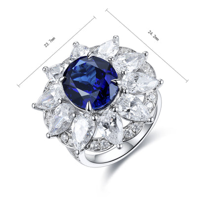 6.5 CTW Oval Lab Grown Sapphire S925 Ring plated