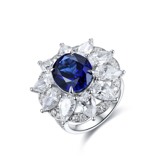 6.5 CTW Oval Lab Grown Sapphire S925 Ring plated