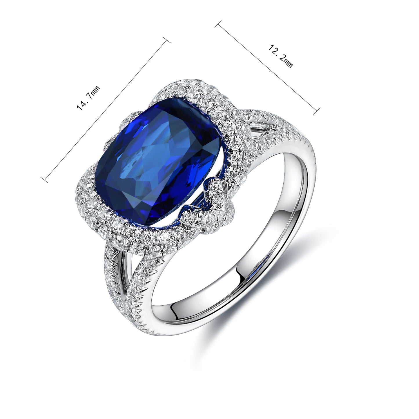 4 CTW Cushion Lab Grown Sapphire S925 Ring plated