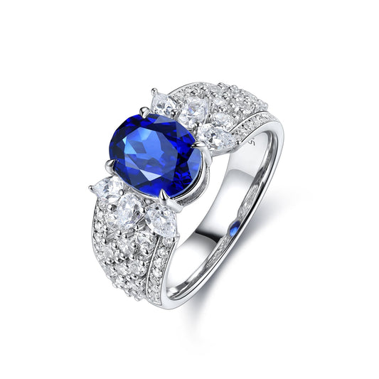 2.5 CTW Oval Lab Grown Sapphire S925 Ring plated