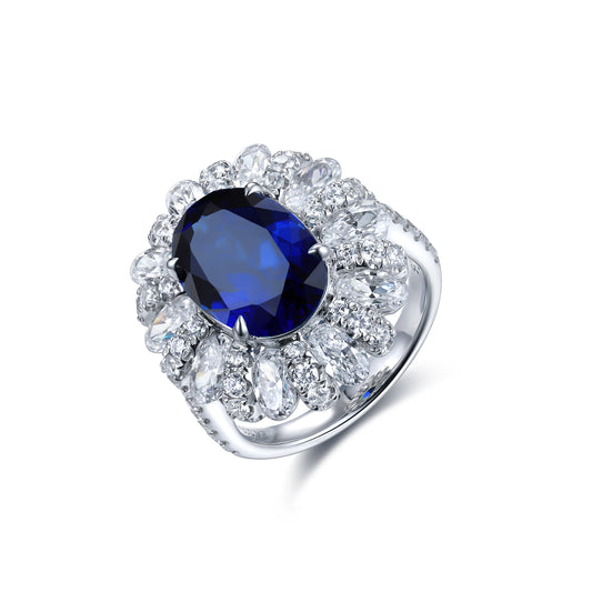 6.2 CTW Oval Lab Grown Sapphire S925 Ring plated
