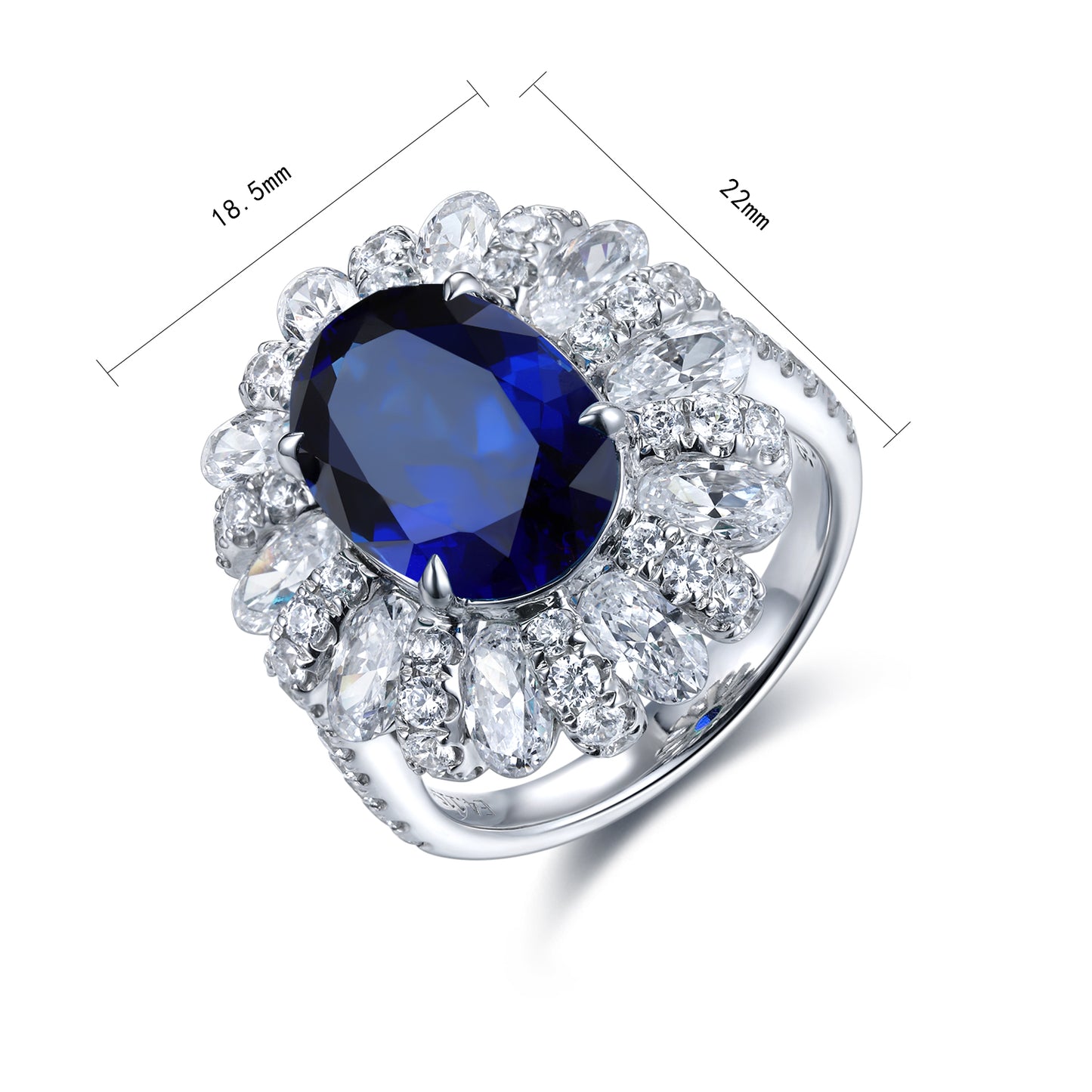 6.2 CTW Oval Lab Grown Sapphire S925 Ring plated