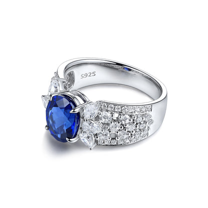 2.5 CTW Oval Lab Grown Sapphire S925 Ring plated