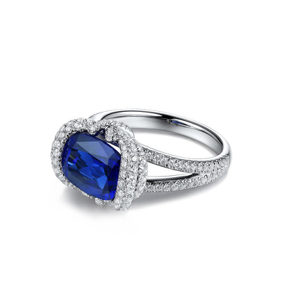 4 CTW Cushion Lab Grown Sapphire S925 Ring plated