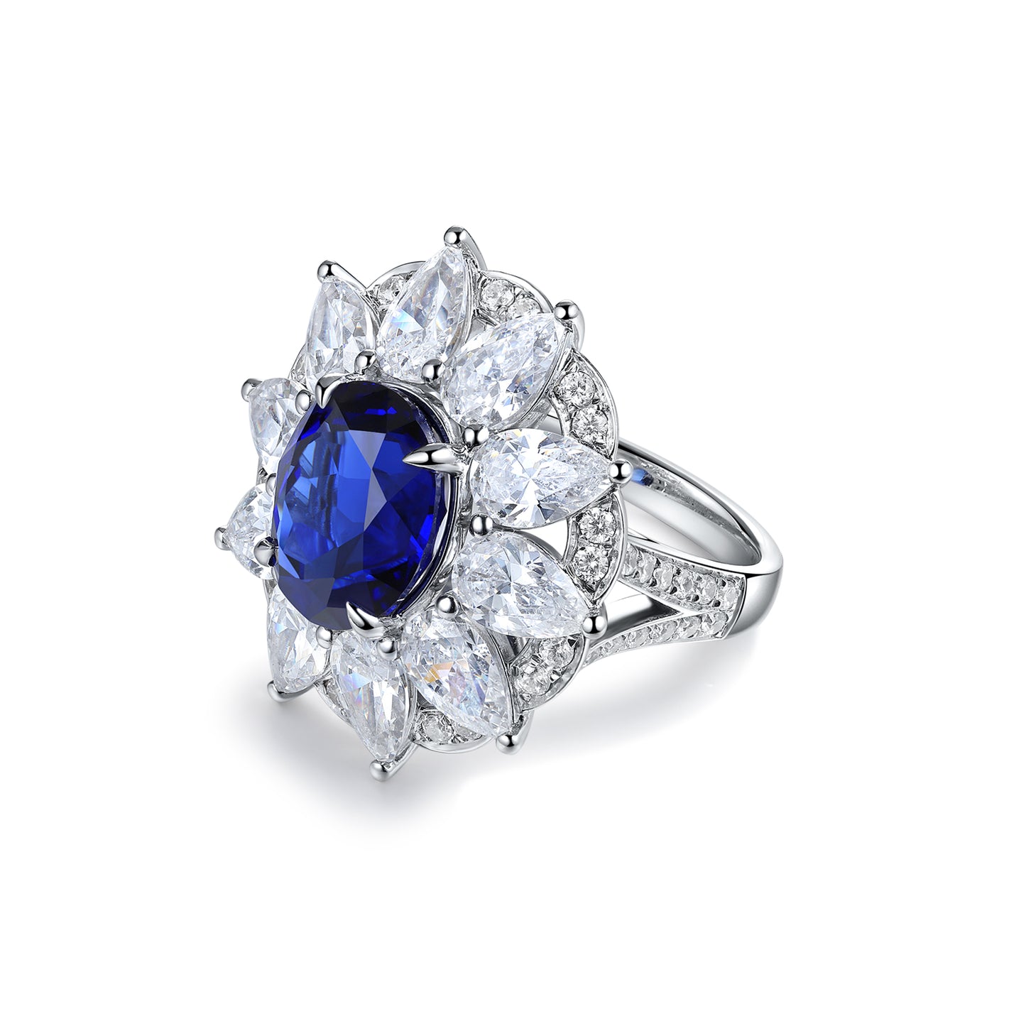 6.5 CTW Oval Lab Grown Sapphire S925 Ring plated