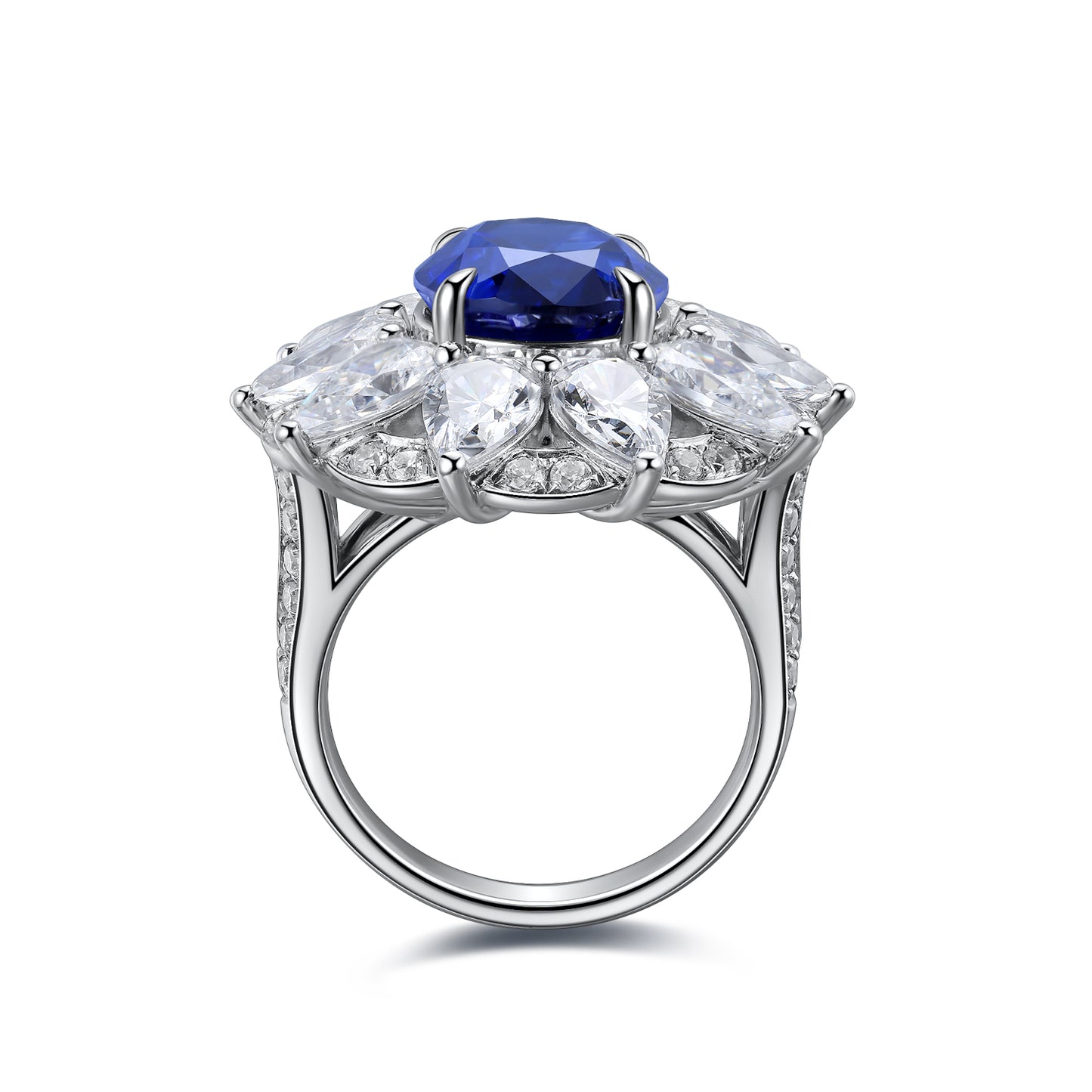 6.5 CTW Oval Lab Grown Sapphire S925 Ring plated