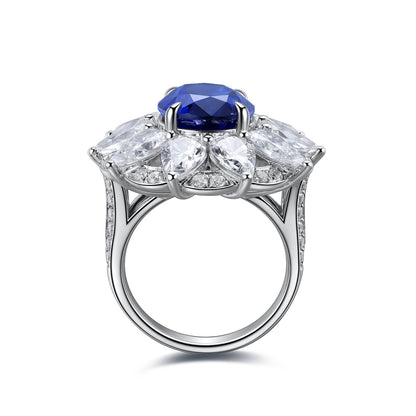 6.5 CTW Oval Lab Grown Sapphire S925 Ring plated