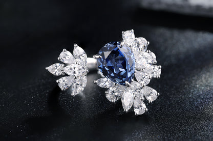 5 CTW Pear Lab Grown Sapphire S925 Ring plated