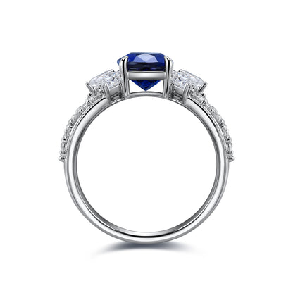 2.5 CTW Oval Lab Grown Sapphire S925 Ring plated