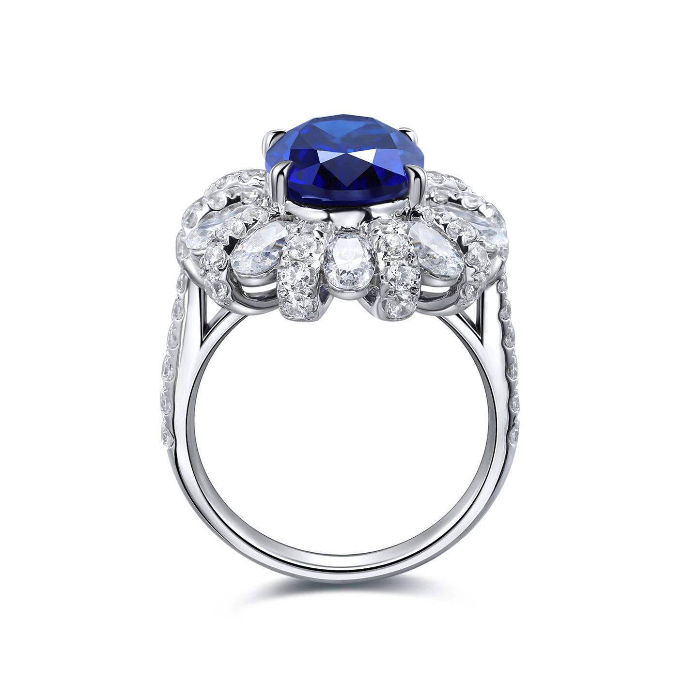 6.2 CTW Oval Lab Grown Sapphire S925 Ring plated