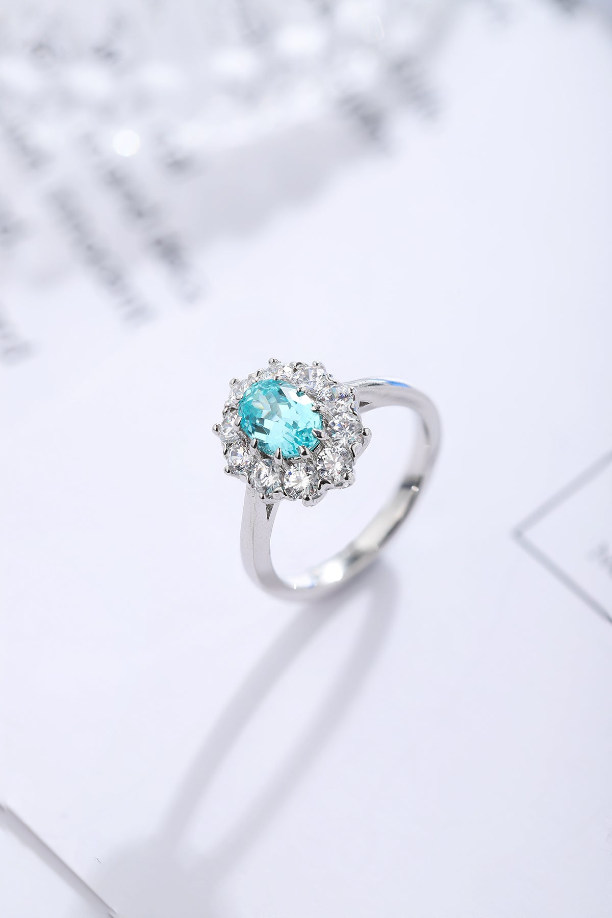 1 CTW Oval Lab Grown Paraiba S925 Ring plated