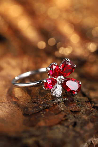 3 CTW Pear Lab Grown Ruby S925 Ring plated