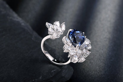 5 CTW Pear Lab Grown Sapphire S925 Ring plated