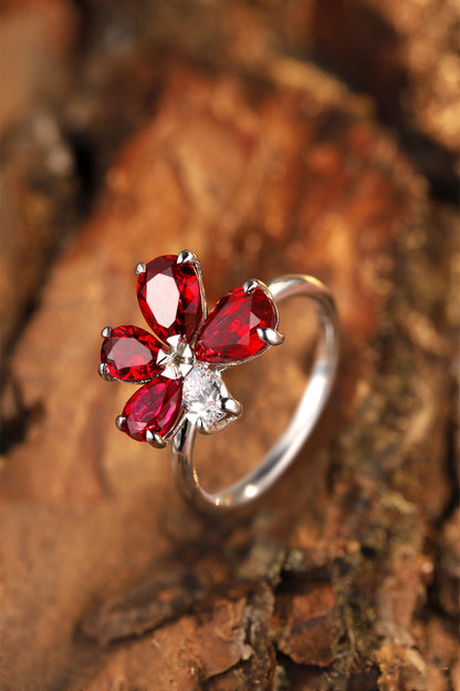 3 CTW Pear Lab Grown Ruby S925 Ring plated