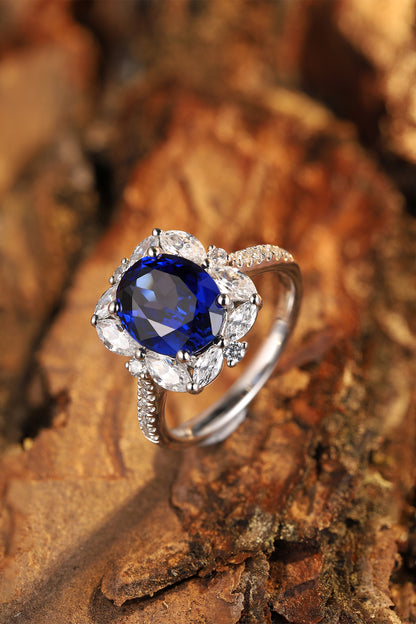 3.7 CTW Oval Lab Grown Sapphire S925 Ring plated