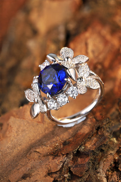 4.6 CTW Oval Lab Grown Sapphire S925 Ring plated