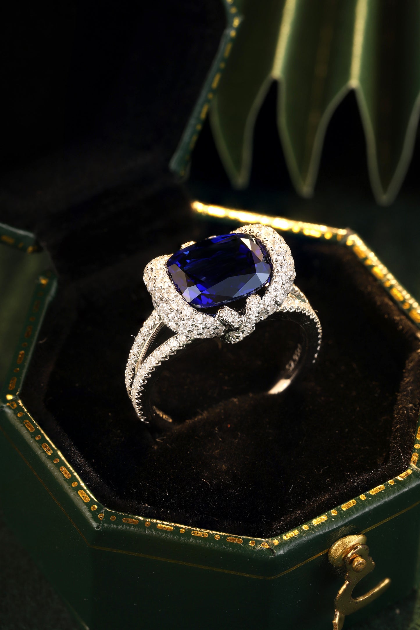 4 CTW Cushion Lab Grown Sapphire S925 Ring plated