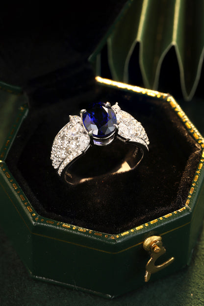 2.5 CTW Oval Lab Grown Sapphire S925 Ring plated