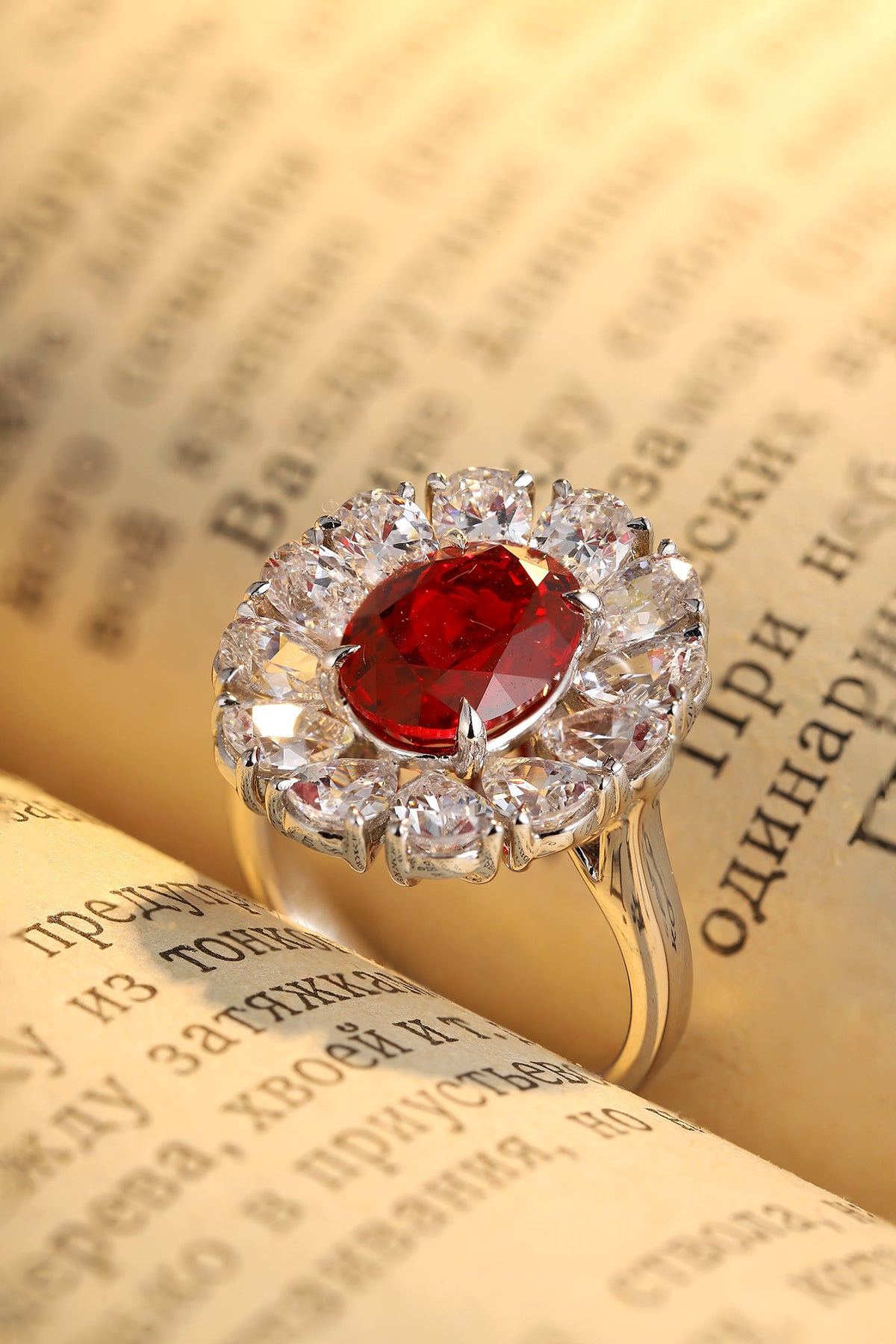 3.5 CTW Oval Lab Grown Ruby S925 Ring plated