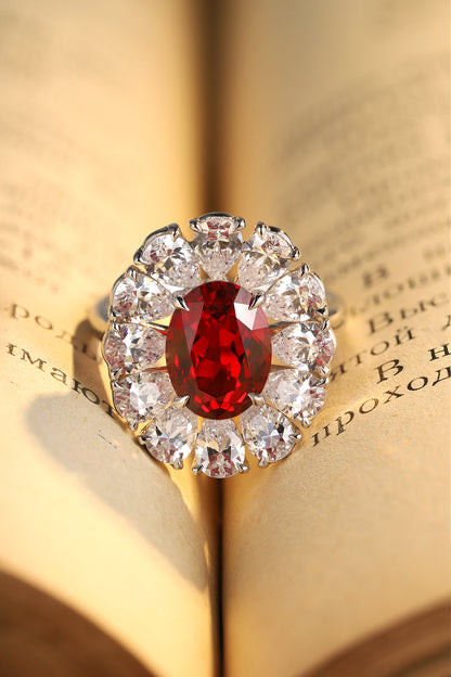 3.5 CTW Oval Lab Grown Ruby S925 Ring plated