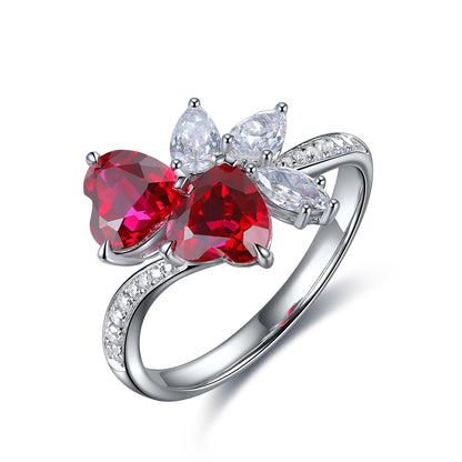 2.3 CTW Heart Lab Grown Ruby S925 Ring plated