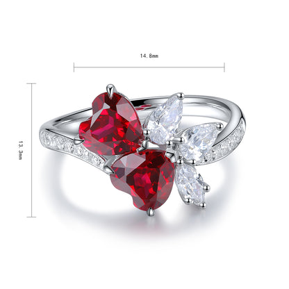 2.3 CTW Heart Lab Grown Ruby S925 Ring plated