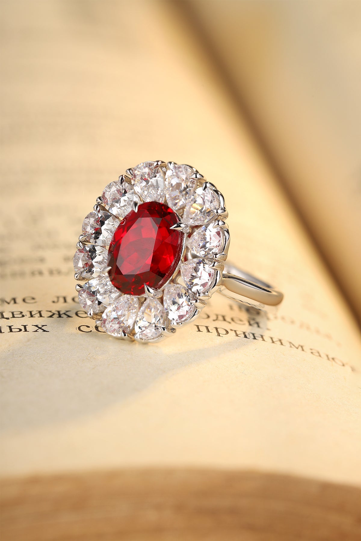 3.5 CTW Oval Lab Grown Ruby S925 Ring plated