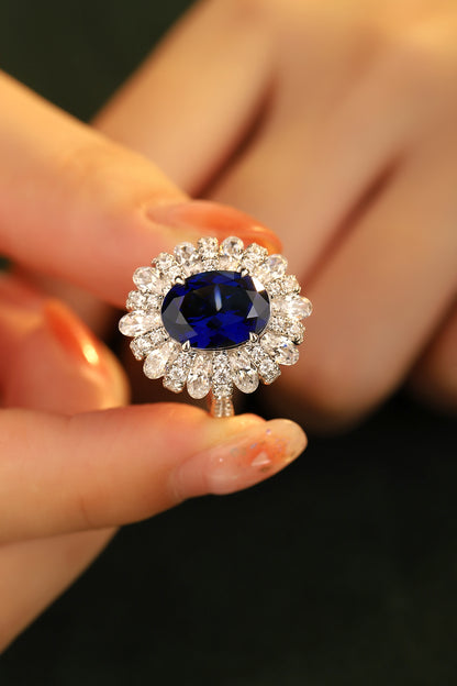 6.2 CTW Oval Lab Grown Sapphire S925 Ring plated