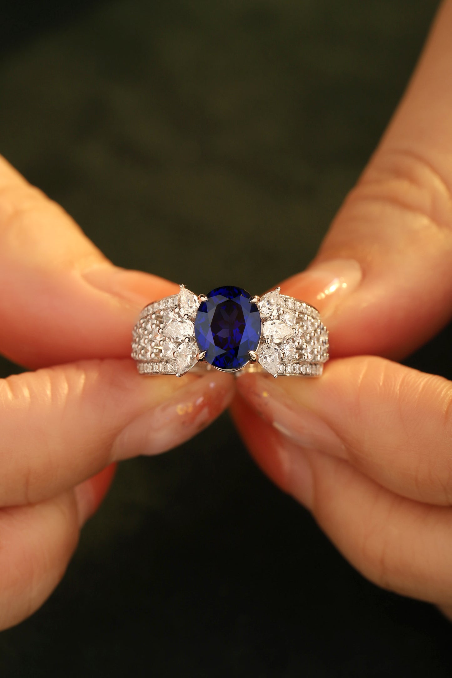 2.5 CTW Oval Lab Grown Sapphire S925 Ring plated