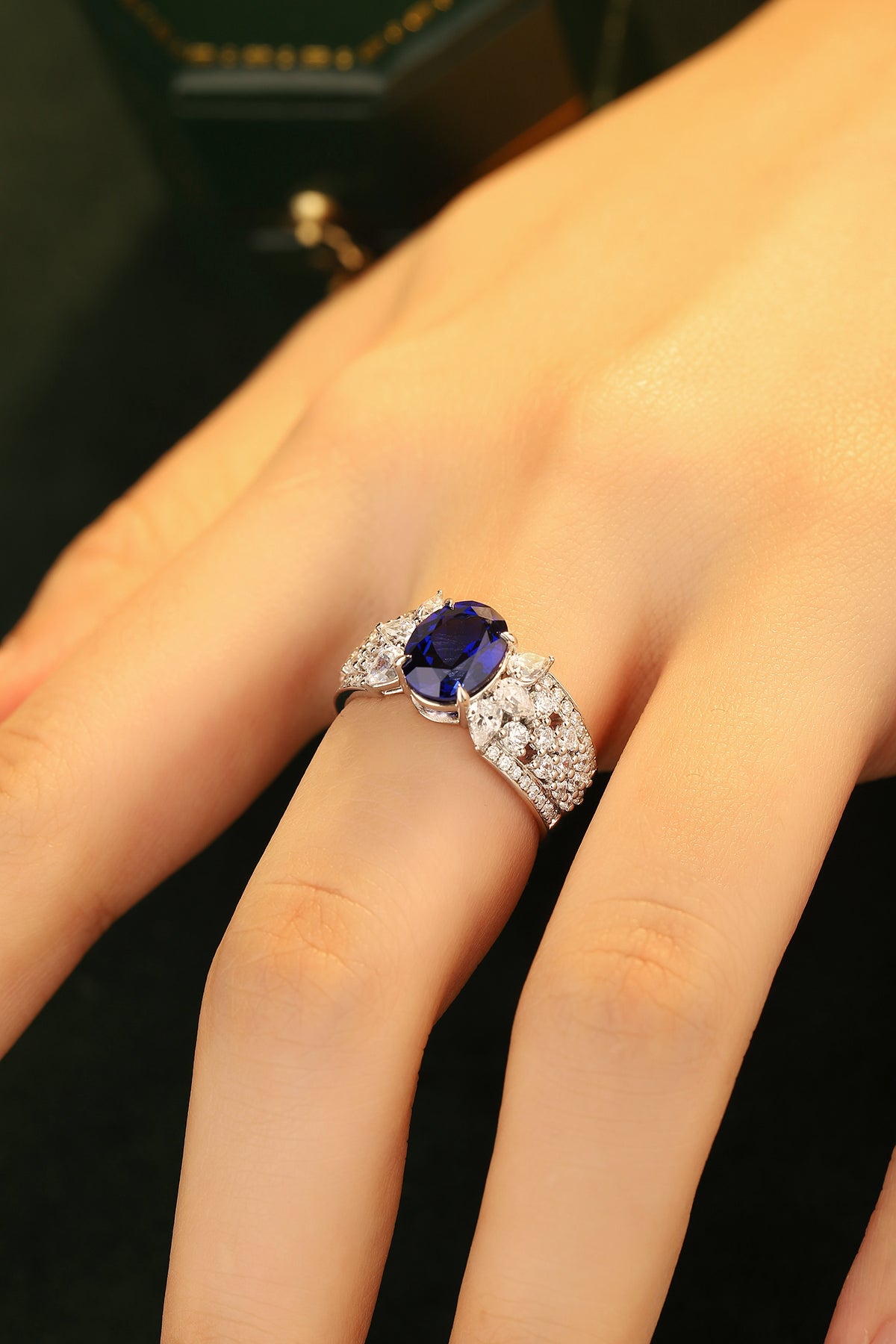 2.5 CTW Oval Lab Grown Sapphire S925 Ring plated