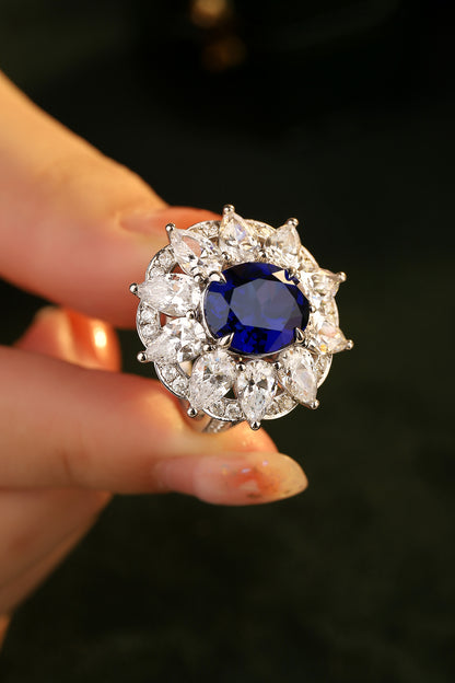 6.5 CTW Oval Lab Grown Sapphire S925 Ring plated