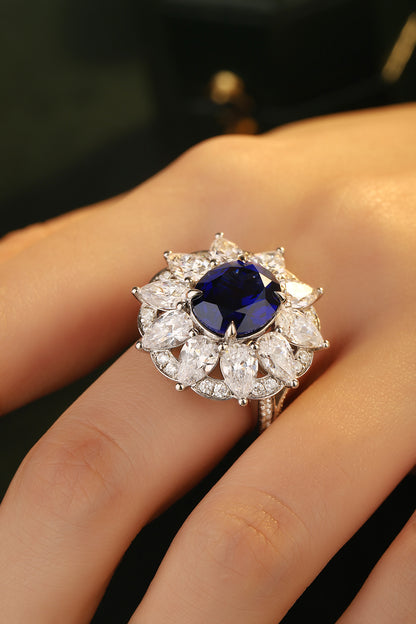 6.5 CTW Oval Lab Grown Sapphire S925 Ring plated