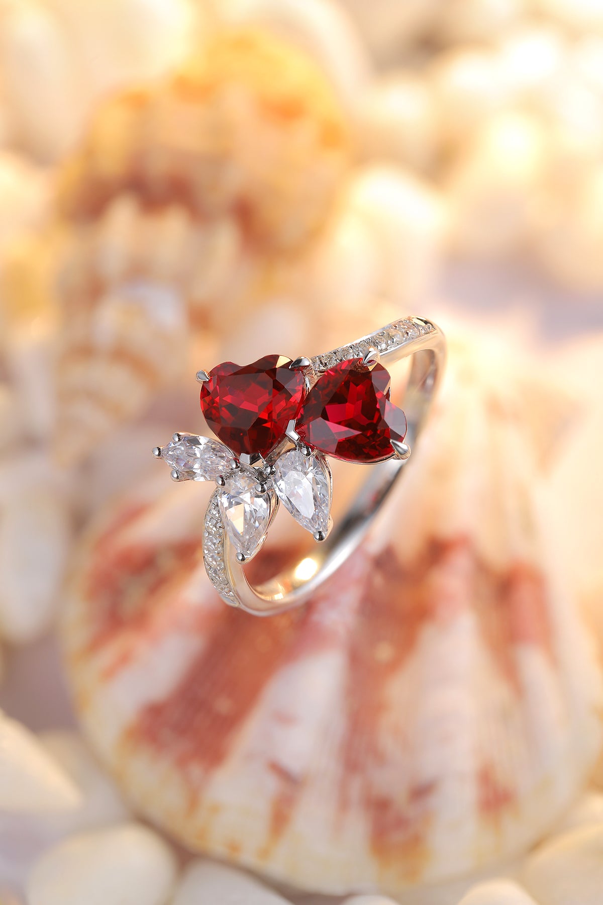 2.3 CTW Heart Lab Grown Ruby S925 Ring plated