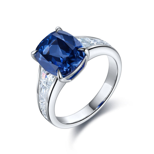 5.5 CTW Princess Lab Grown Sapphire S925 Ring plated