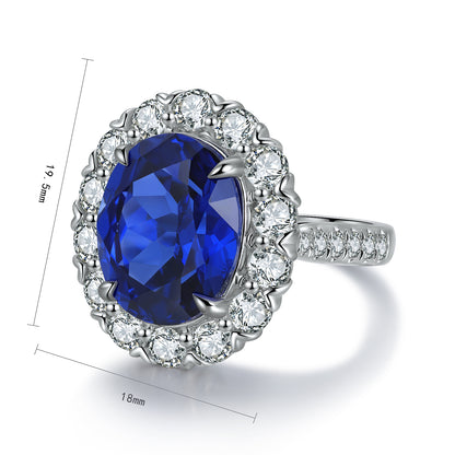 9.1 CTW Oval Lab Grown Sapphire S925 Ring plated