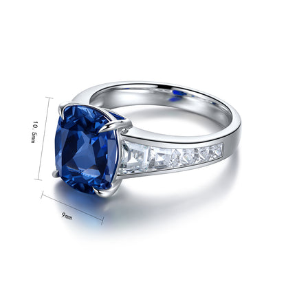 5.5 CTW Princess Lab Grown Sapphire S925 Ring plated