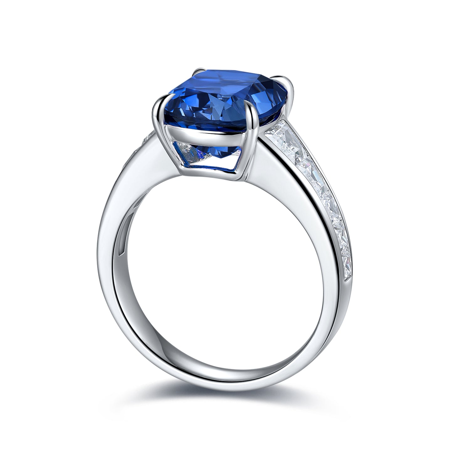 5.5 CTW Princess Lab Grown Sapphire S925 Ring plated