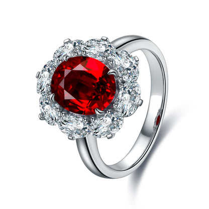 3.2 CTW Oval Lab Grown Ruby S925 Ring plated