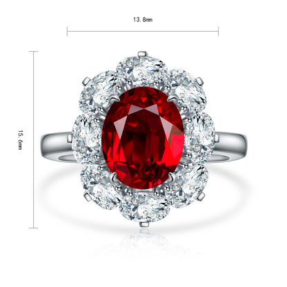 3.2 CTW Oval Lab Grown Ruby S925 Ring plated