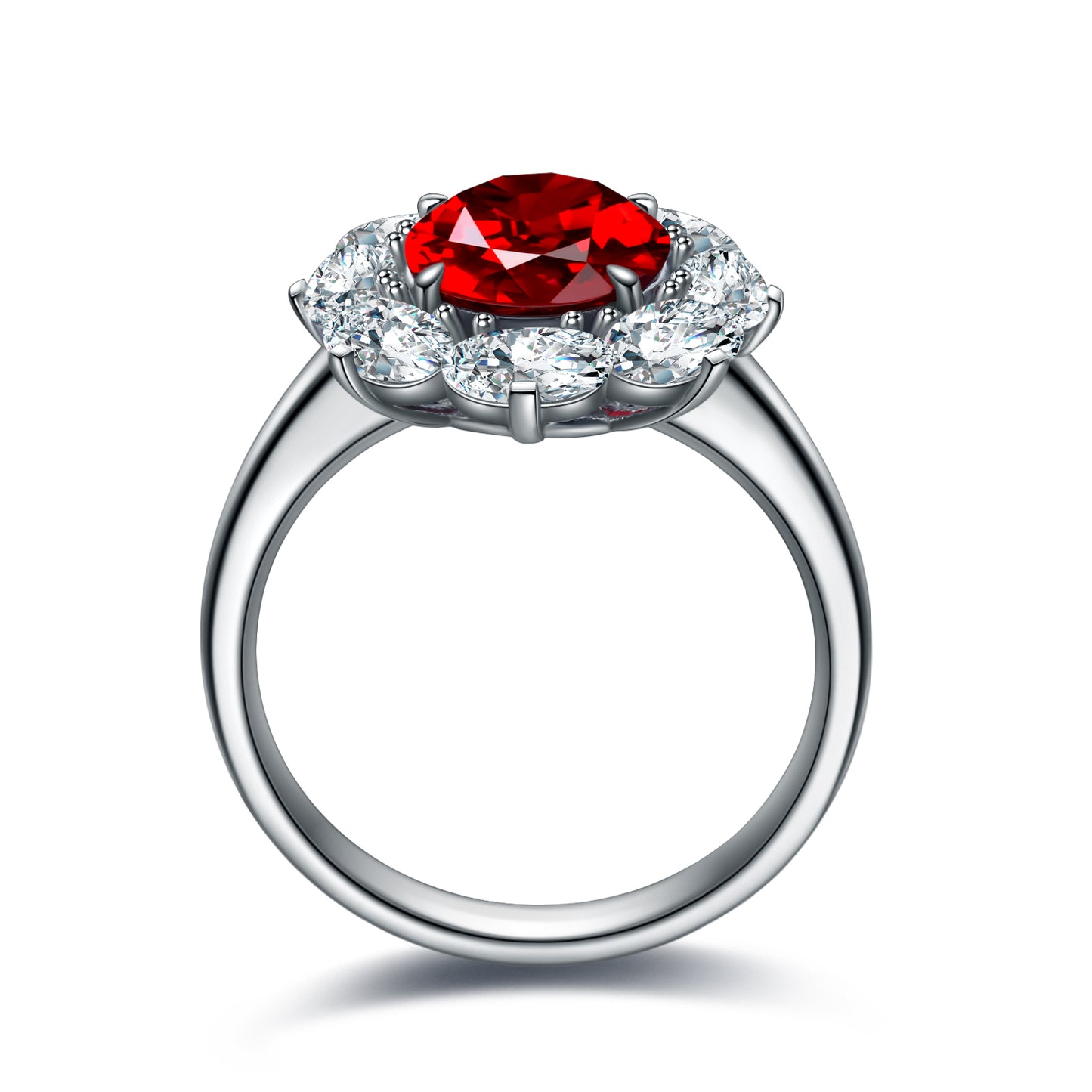 3.2 CTW Oval Lab Grown Ruby S925 Ring plated